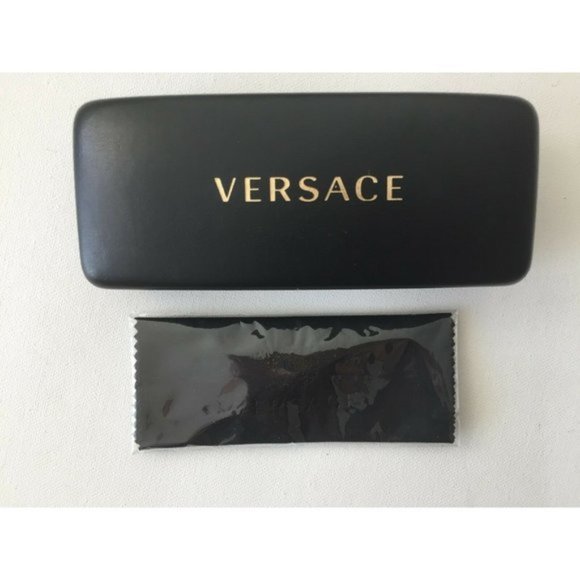 Versace Eyeglasses / Sunglasses Hard Case Black Gold Medium Size W Cloth - Picture 1 of 5